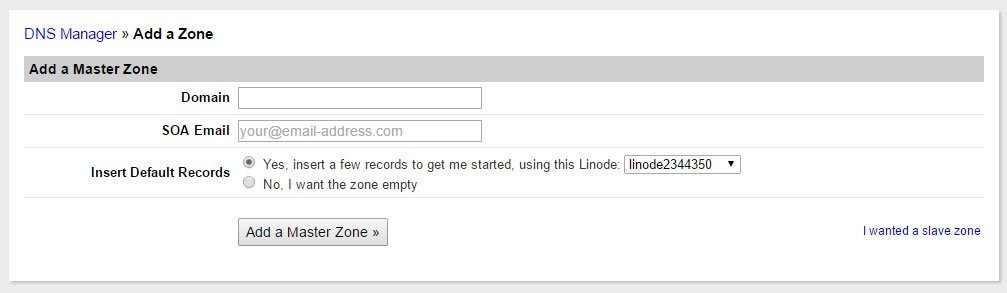 Add DNS Zone on Linode