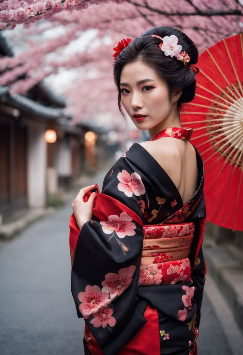 Beautiful Geisha Portrait AI Naviart
