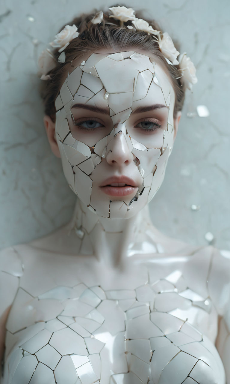 Surreal AI Art Broken Porcelain Woman
