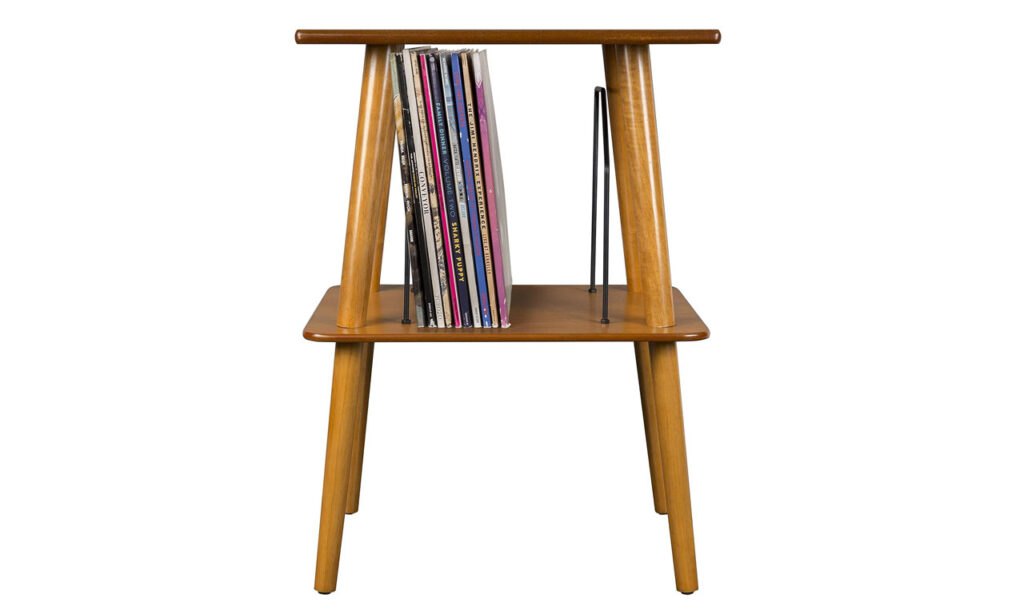 Crosley ST66-AC Manchester Turntable Stand with industrial style and handcrafted hardwood build