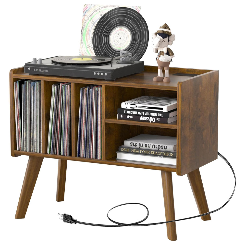 Forevich Large Record Player Stand With Vinyl Storage Holder