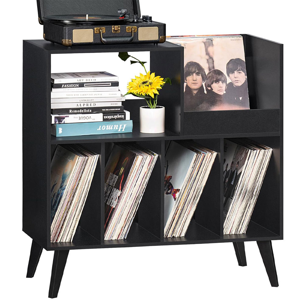 Lelelinky Large Record Player Stand featuring spacious vinyl storage and sturdy construction