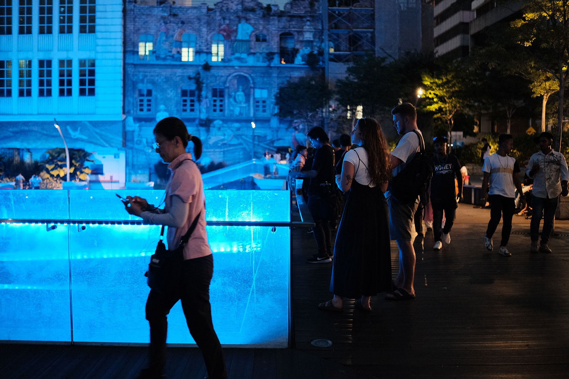 River Of Life Blue LED light illuminating - Top Street Photography Locations Kuala Lumpur