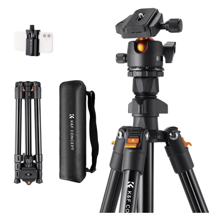 K&F Concept 64 inch/163cm Camera Tripod,Lightweight Travel Outdoor DSLR Tripods with 360 Degree Ball Head