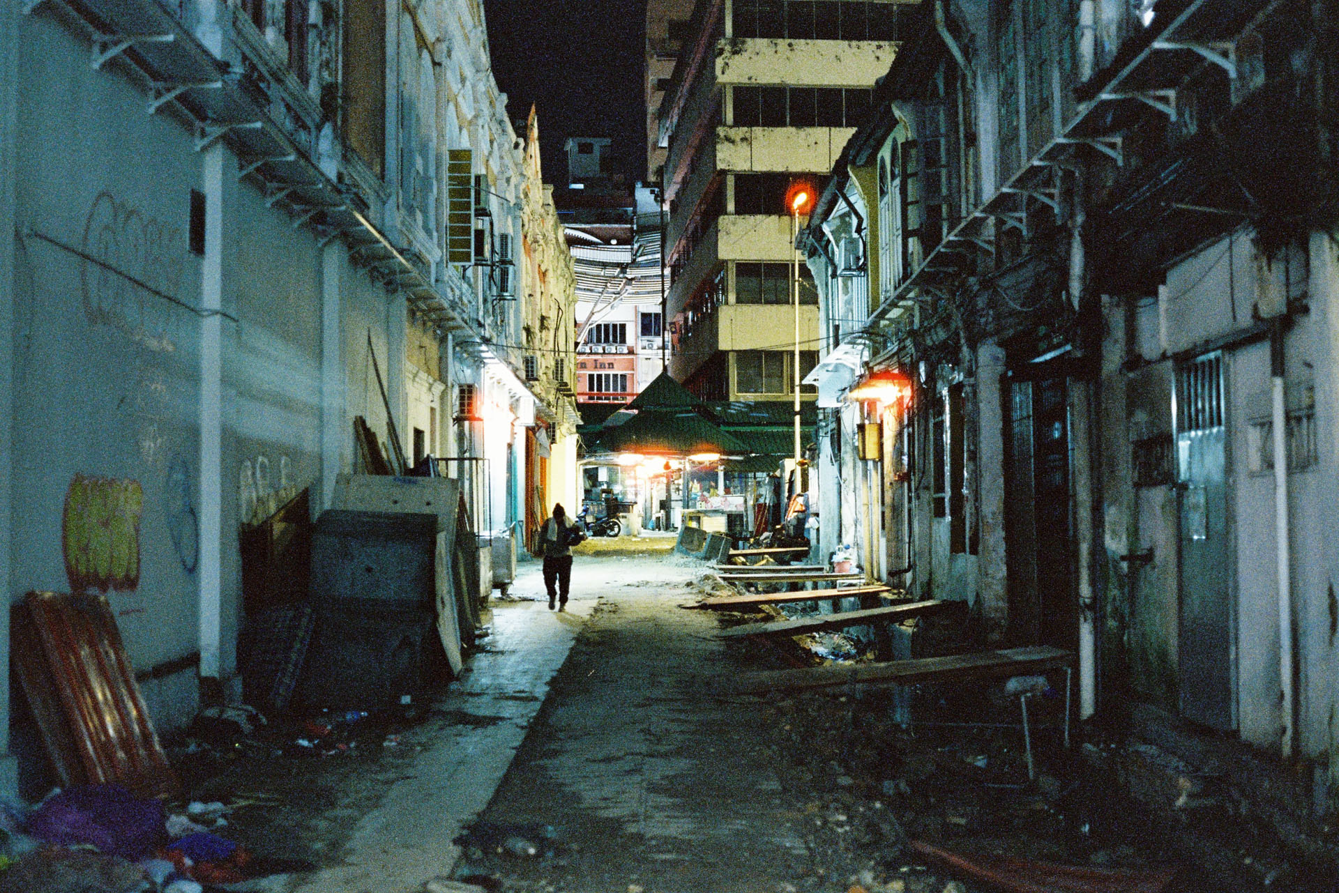 CineStill 800T Dark Alley Scene