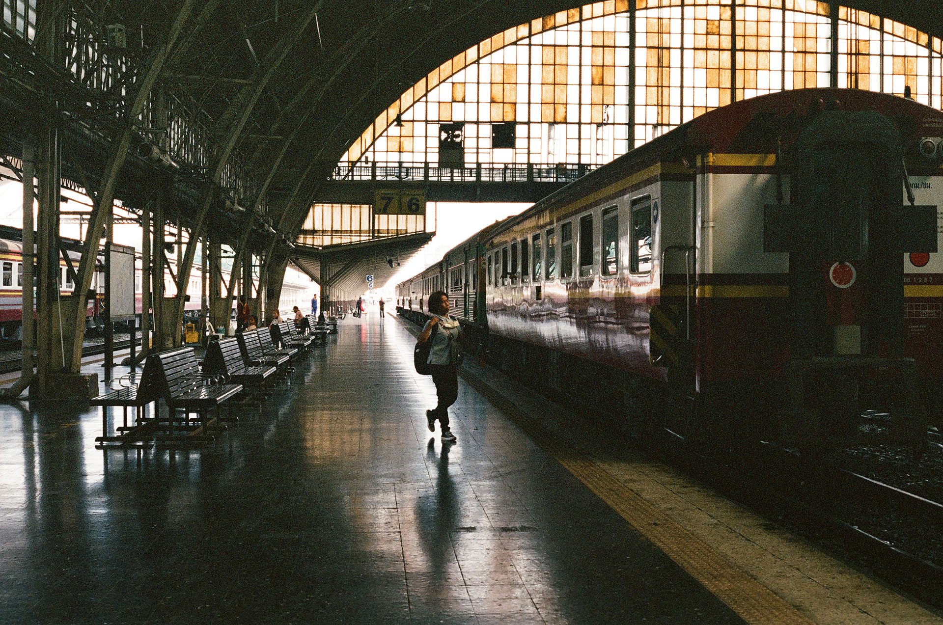 Type Of Film Samples - A woman walking in Hua Lamphong Train Station